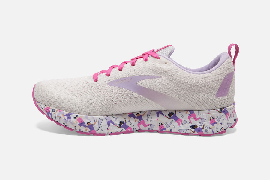 Revel 4 Road Brooks Running Shoes NZ Womens - White/Pink - YZBGKO-145